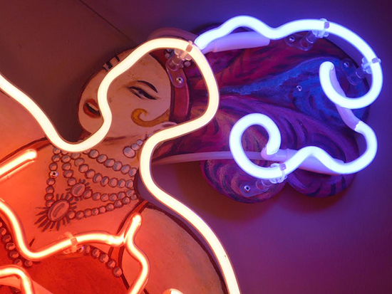 Neon Sign on Print, Extravagant Dancer