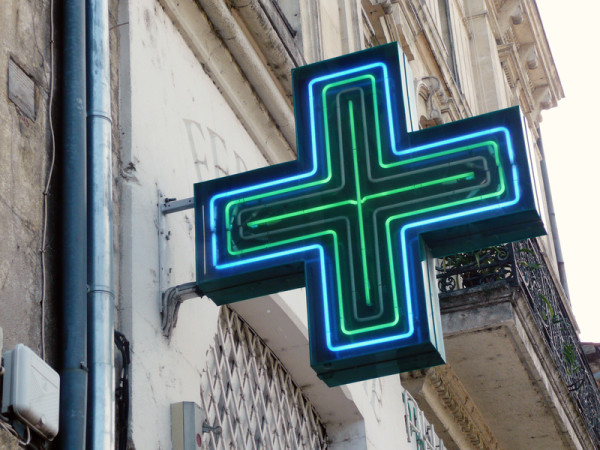 Blue & Green Neon sign for pharmacy in London